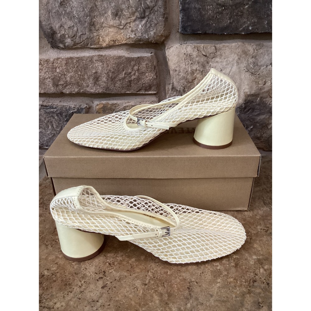 Steve Madden Raynor Yellow Mesh Fishnet Mary Jane Block Heels Size 9 RAYN06S1